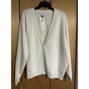 A New Day Women's 4 Button Front V Neck Mid Length Cardigan Cream Size XXL